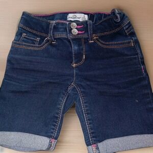 Girls Blue Jean Stretch‎ Cuffed Shorts Size 6  Snap button